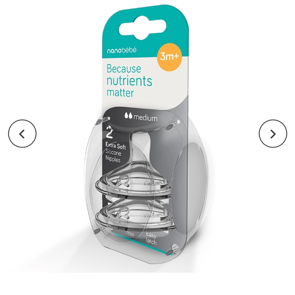 NEVER OPENED medium flow nanobebe silicone nipples.